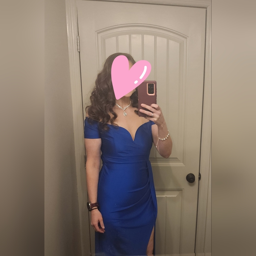 Blue One Shoulder Bodycon Dress with Sweetheart Neckline